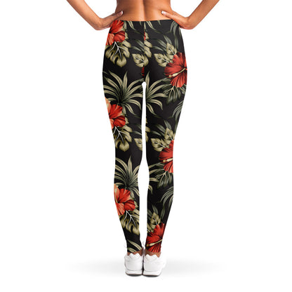 Vintage Tropical Hibiscus Floral Print Women's Leggings