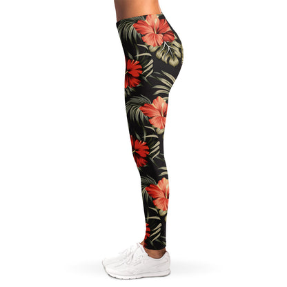 Vintage Tropical Hibiscus Floral Print Women's Leggings