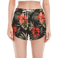 Vintage Tropical Hibiscus Floral Print Women's Split Running Shorts