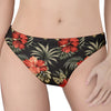 Vintage Tropical Hibiscus Floral Print Women's Thong