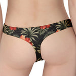 Vintage Tropical Hibiscus Floral Print Women's Thong