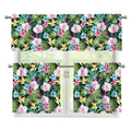 Vintage Tropical Jungle Hawaiian Print 3 Piece Kitchen Curtains