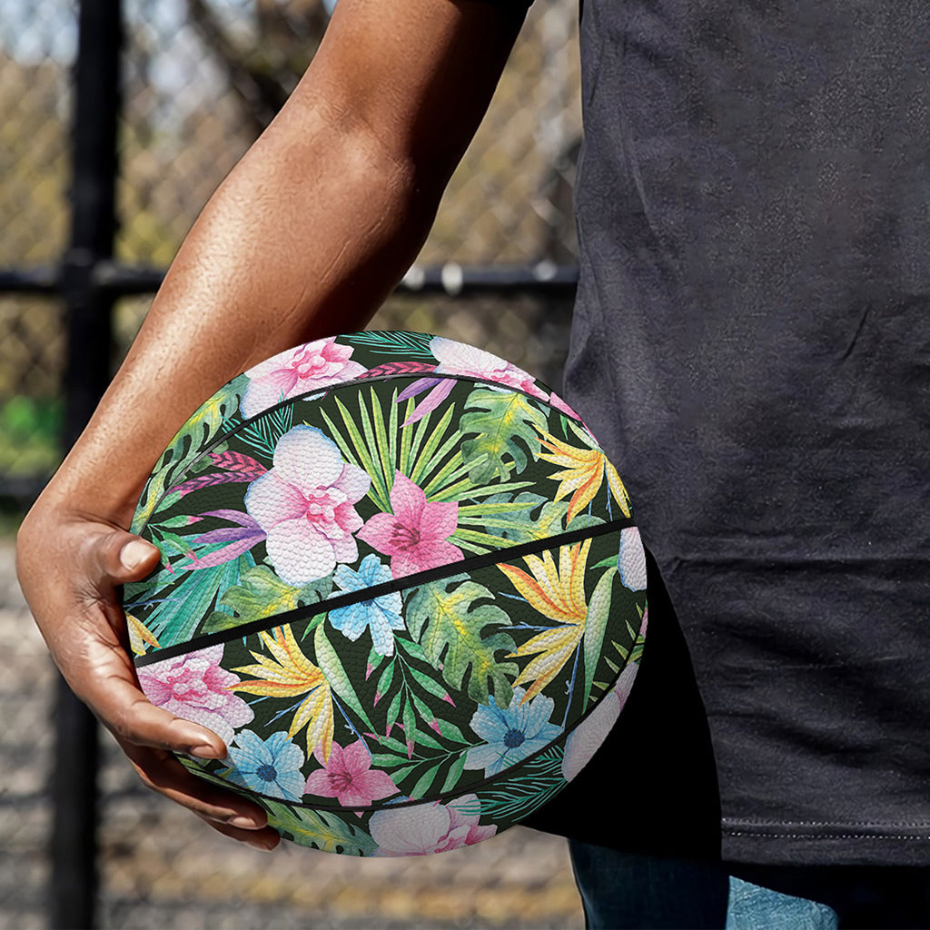 Vintage Tropical Jungle Hawaiian Print Basketball