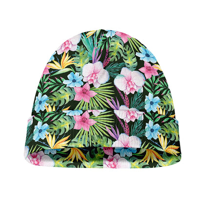 Vintage Tropical Jungle Hawaiian Print Beanie