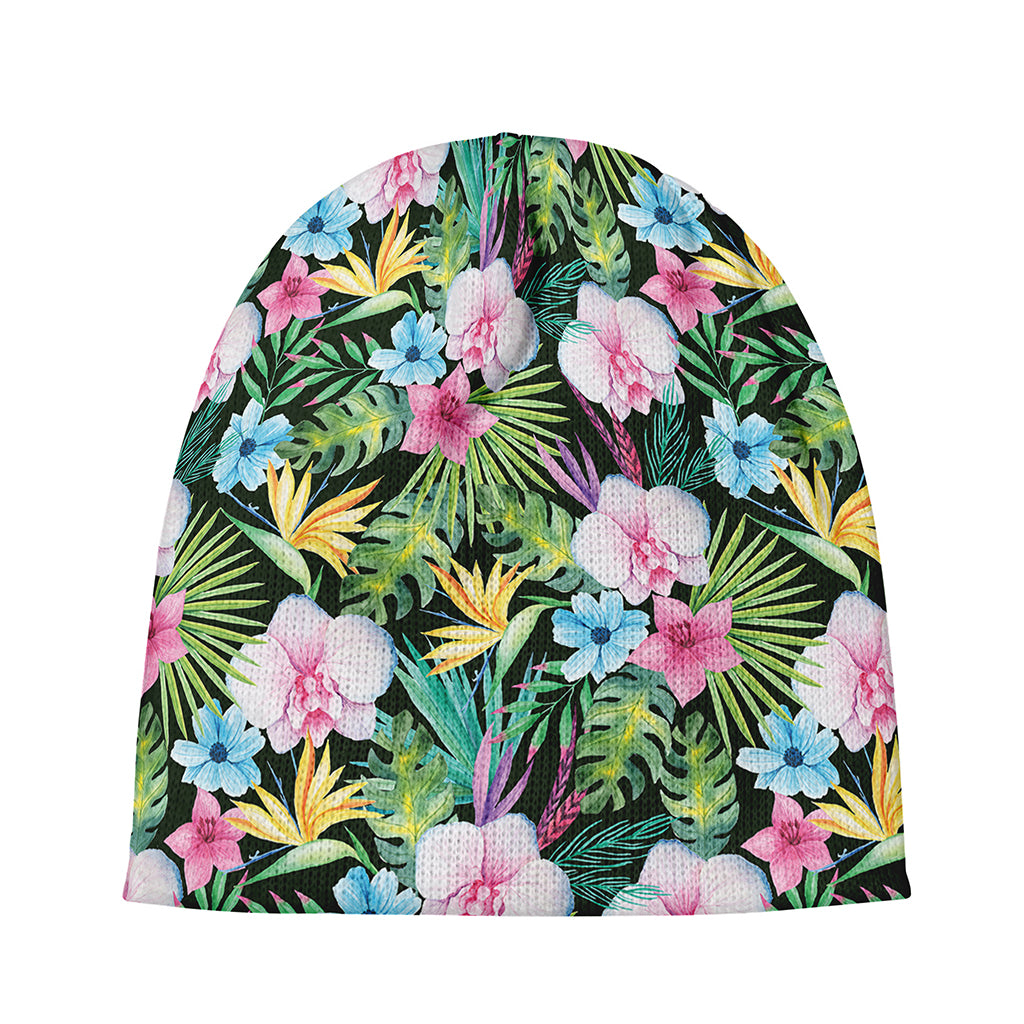 Vintage Tropical Jungle Hawaiian Print Beanie