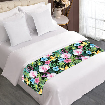 Vintage Tropical Jungle Hawaiian Print Bed Runner