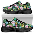 Vintage Tropical Jungle Hawaiian Print Black Chunky Shoes
