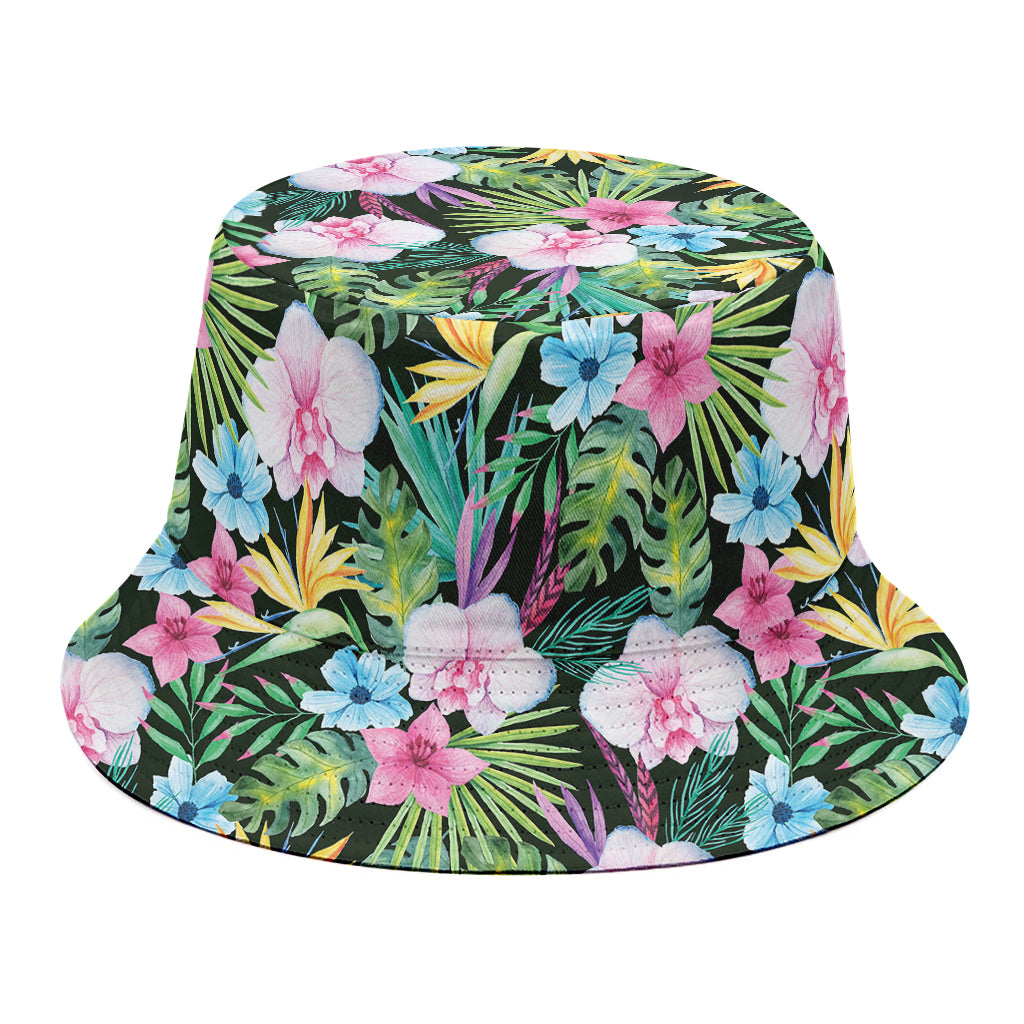 Vintage Tropical Jungle Hawaiian Print Bucket Hat