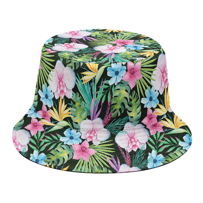 Vintage Tropical Jungle Hawaiian Print Bucket Hat