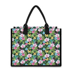 Vintage Tropical Jungle Hawaiian Print Canvas Tote Bag