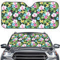 Vintage Tropical Jungle Hawaiian Print Car Windshield Sun Shade
