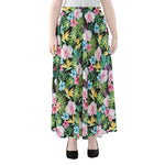 Vintage Tropical Jungle Hawaiian Print Chiffon Maxi Skirt