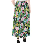 Vintage Tropical Jungle Hawaiian Print Chiffon Maxi Skirt