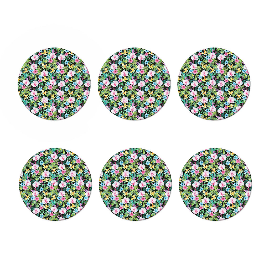 Vintage Tropical Jungle Hawaiian Print Coaster Set
