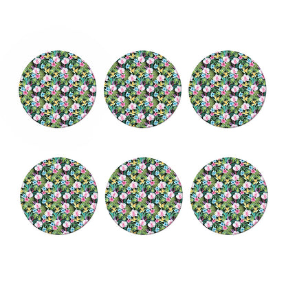 Vintage Tropical Jungle Hawaiian Print Coaster Set