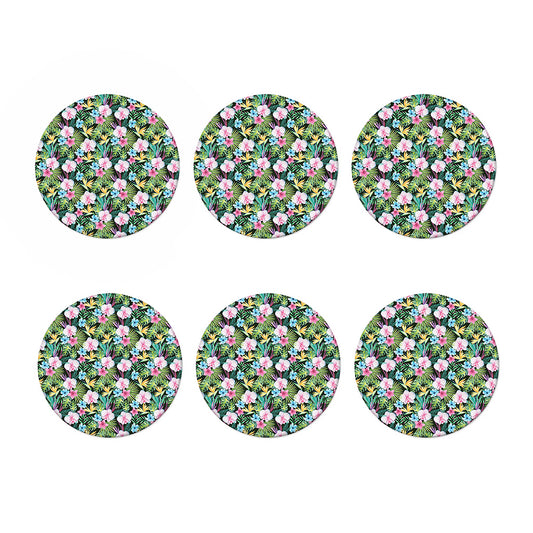 Vintage Tropical Jungle Hawaiian Print Coaster Set