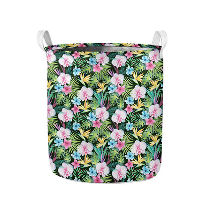 Vintage Tropical Jungle Hawaiian Print Collapsible Laundry Basket