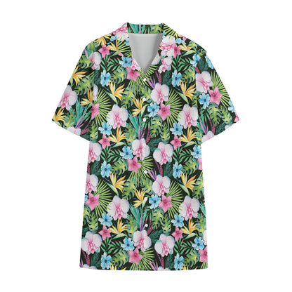 Vintage Tropical Jungle Hawaiian Print Cotton Hawaiian Shirt