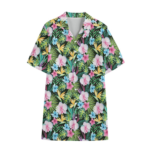 Vintage Tropical Jungle Hawaiian Print Cotton Hawaiian Shirt