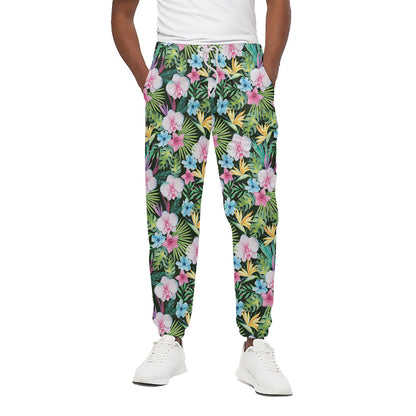 Vintage Tropical Jungle Hawaiian Print Cotton Pants