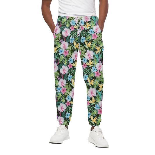 Vintage Tropical Jungle Hawaiian Print Cotton Pants
