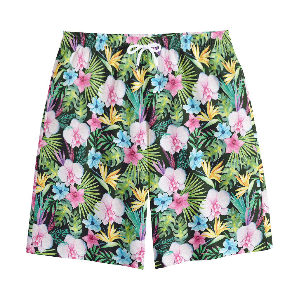 Vintage Tropical Jungle Hawaiian Print Cotton Shorts