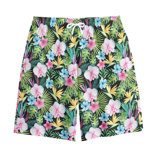 Vintage Tropical Jungle Hawaiian Print Cotton Shorts