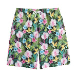 Vintage Tropical Jungle Hawaiian Print Cotton Shorts