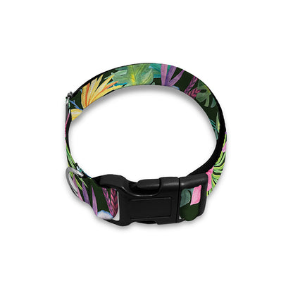 Vintage Tropical Jungle Hawaiian Print Dog Collar