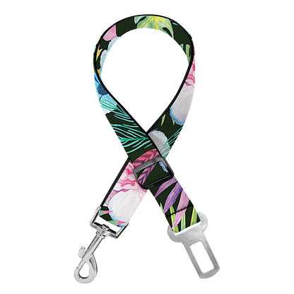 Vintage Tropical Jungle Hawaiian Print Dog Seat Belt