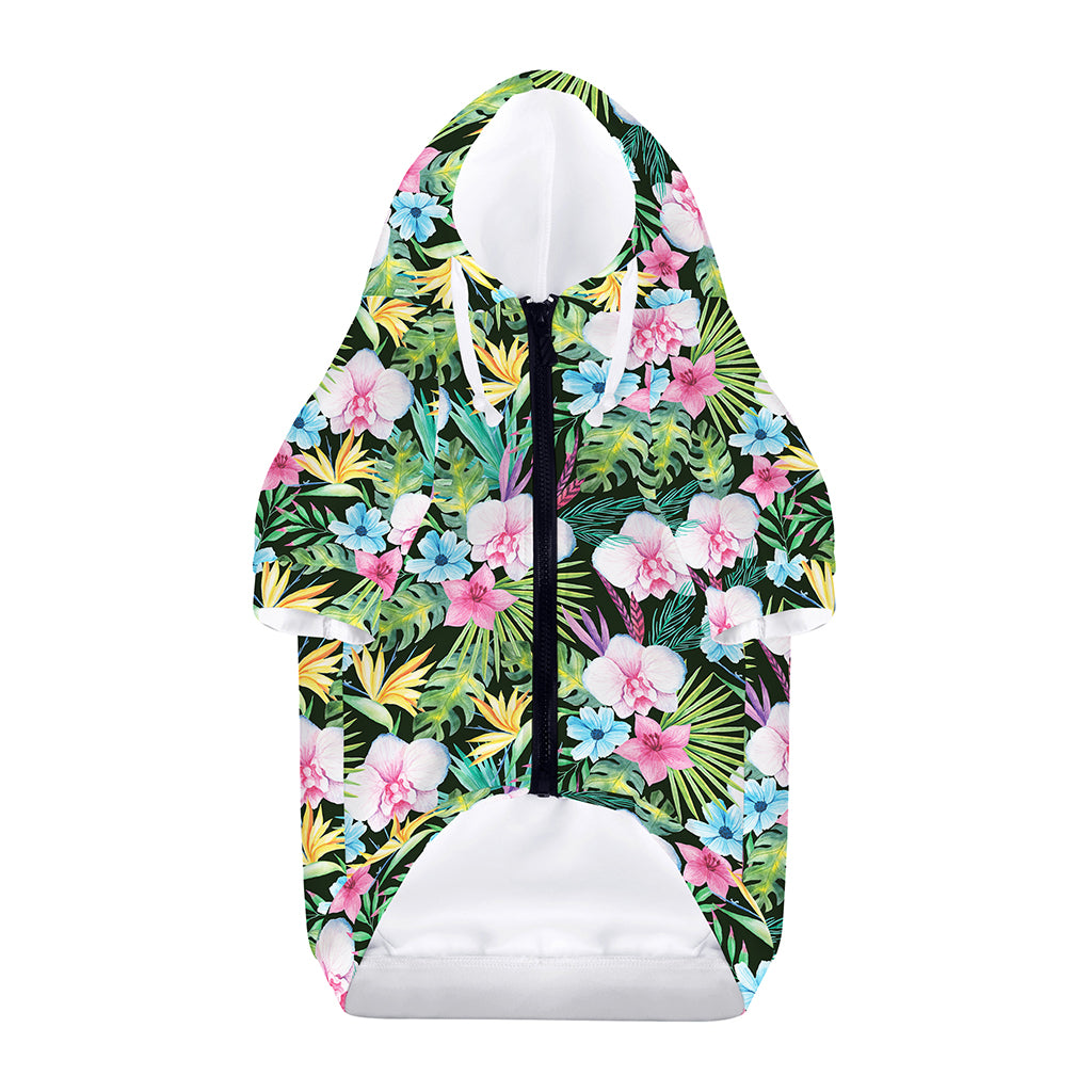 Vintage Tropical Jungle Hawaiian Print Dog Zip Up Hoodie