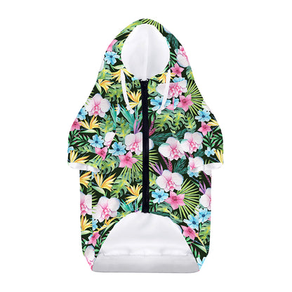 Vintage Tropical Jungle Hawaiian Print Dog Zip Up Hoodie