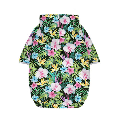 Vintage Tropical Jungle Hawaiian Print Dog Zip Up Hoodie