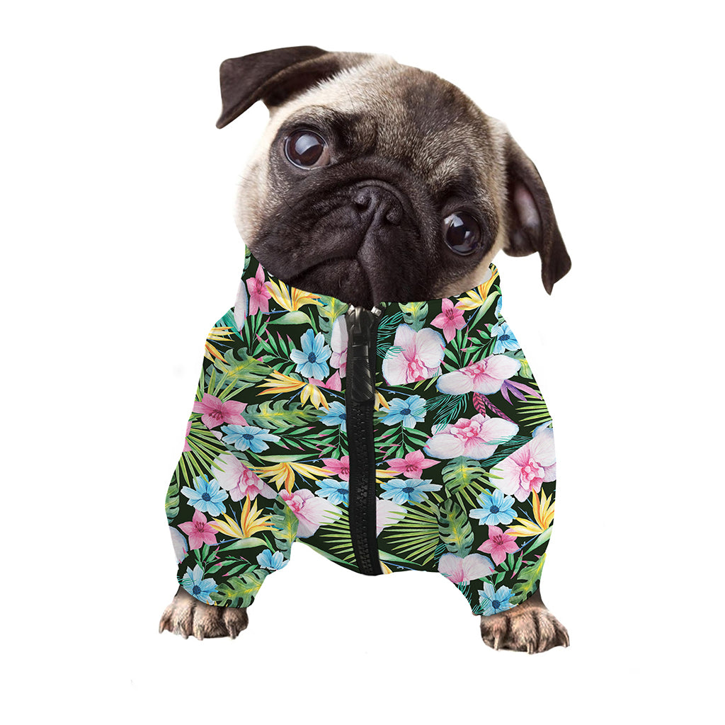 Vintage Tropical Jungle Hawaiian Print Dog Zip Up Jacket