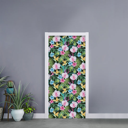 Vintage Tropical Jungle Hawaiian Print Door Sticker