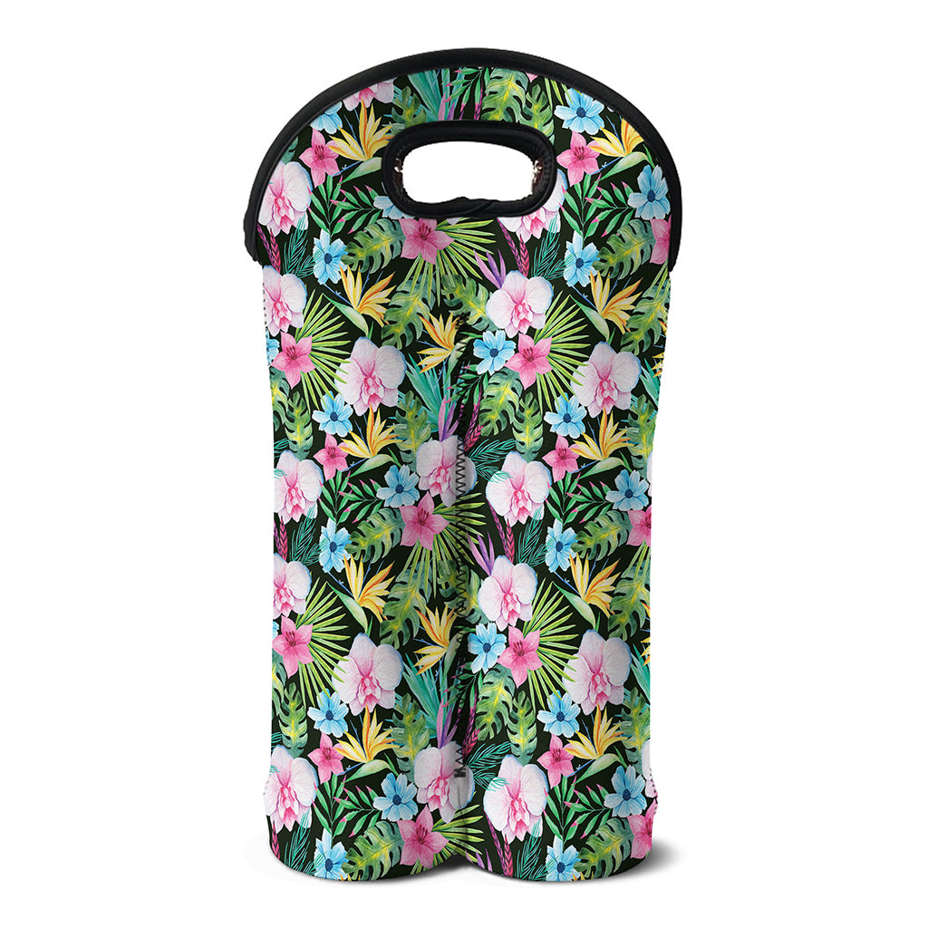 Vintage Tropical Jungle Hawaiian Print Double Neoprene Wine Tote
