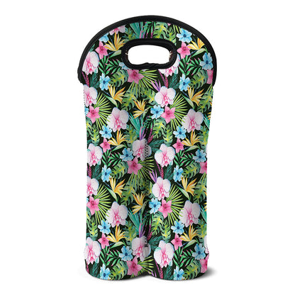 Vintage Tropical Jungle Hawaiian Print Double Neoprene Wine Tote