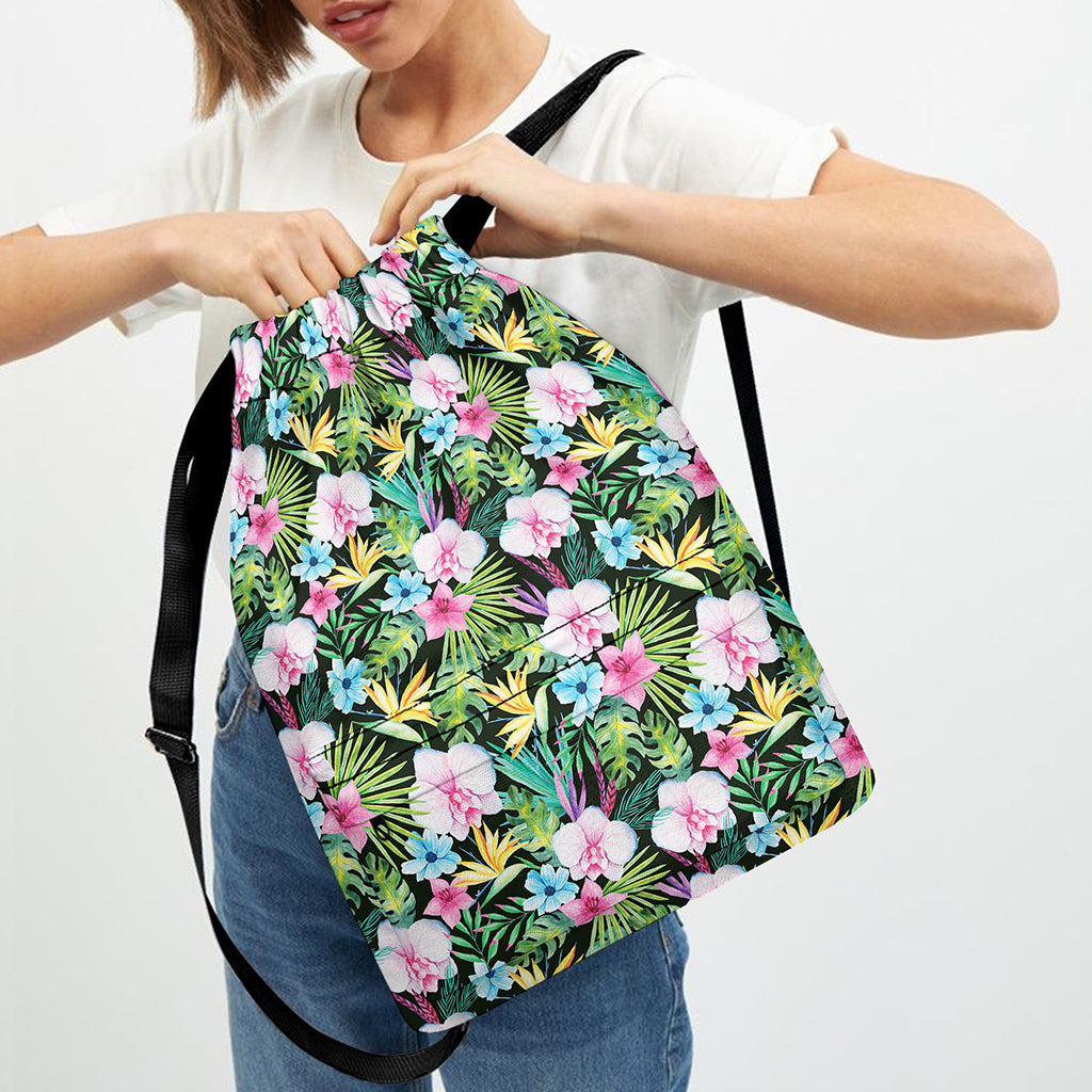 Vintage Tropical Jungle Hawaiian Print Drawstring Backpack