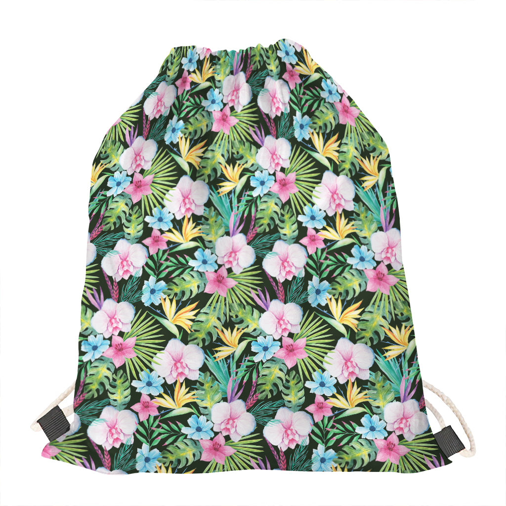 Vintage Tropical Jungle Hawaiian Print Drawstring Bag