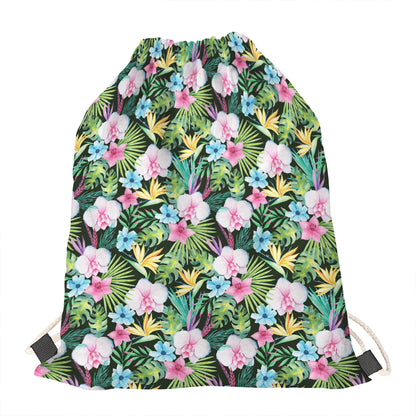 Vintage Tropical Jungle Hawaiian Print Drawstring Bag