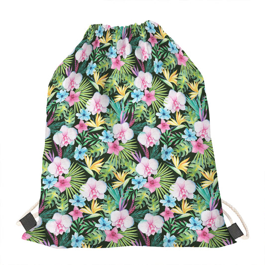 Vintage Tropical Jungle Hawaiian Print Drawstring Bag