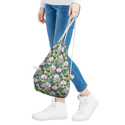 Vintage Tropical Jungle Hawaiian Print Drawstring Bag