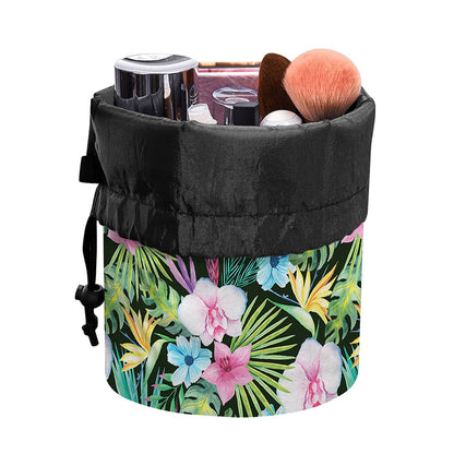 Vintage Tropical Jungle Hawaiian Print Drawstring Makeup Bag