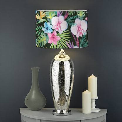 Vintage Tropical Jungle Hawaiian Print Drum Lamp Shade