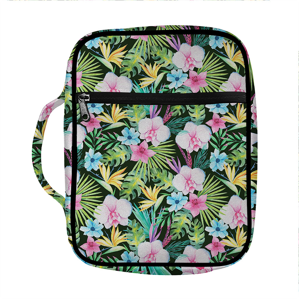 Vintage Tropical Jungle Hawaiian Print Front Pocket Bible Bag