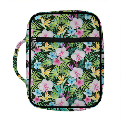 Vintage Tropical Jungle Hawaiian Print Front Pocket Bible Bag