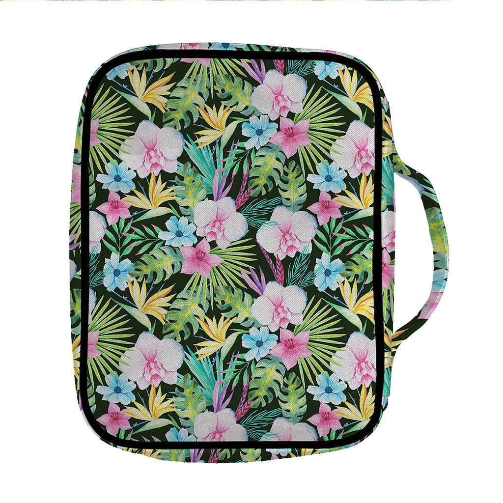 Vintage Tropical Jungle Hawaiian Print Front Pocket Bible Bag