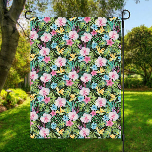 Vintage Tropical Jungle Hawaiian Print Garden Flag