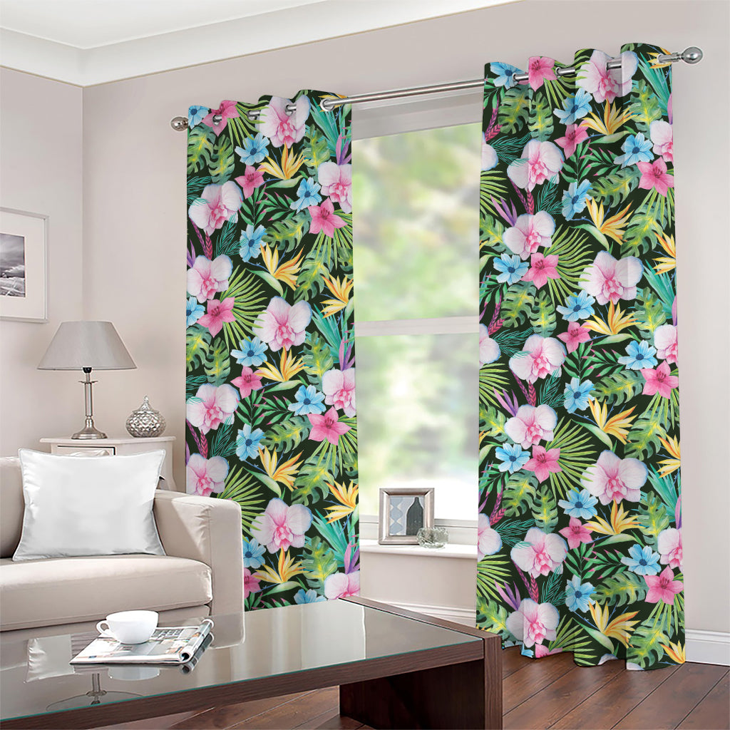Vintage Tropical Jungle Hawaiian Print Grommet Curtains