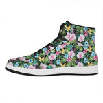 Vintage Tropical Jungle Hawaiian Print High Top Leather Sneakers